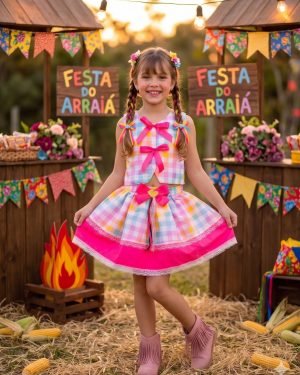 Conjunto Blogueirinha Junino Arraia da Alegria Colorido