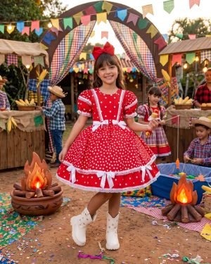 Vestido Junino Mimadine Luxo Larissa Vermelho