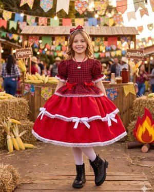 Vestido Junino Mimadine Luxo Fernanda Vermelho