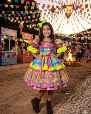 Vestido Marie Junino Luxo Quermesse Encanto da Fogueira