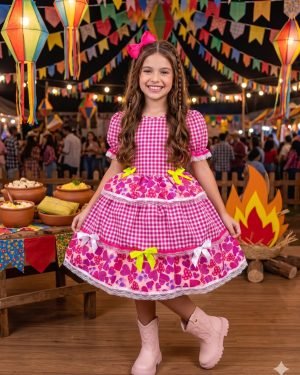 Vestido Junino Mimadine Luxo Viviane Pink
