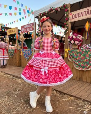 Vestido Junino Mimadine Luxo Viviane Vermelho