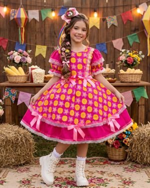 Vestido Junino Mimadine Luxo Maisa Pink