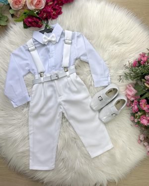 Conjunto Meninos Miss Cherry Leo Suspensorio Branco