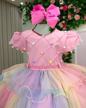 Vestido Menina Bonita Arco iris Aurora - Candy