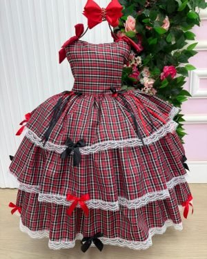 Vestido Marie Junino Luxo Xadrez Maria Eduarda