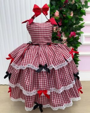 Vestido Marie Junino Luxo Xadrez Maria Helena
