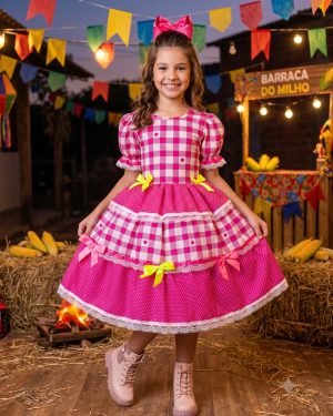 Vestido Junino Mimadine Luxo Beatriz Pink