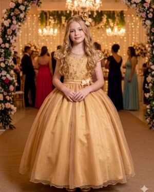 Vestido Mini Miss Longo Carol Dourado