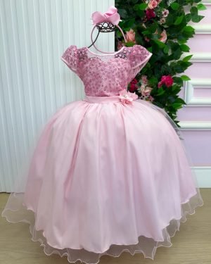 Vestido Mini Miss Longo Carol Rosa Bebe